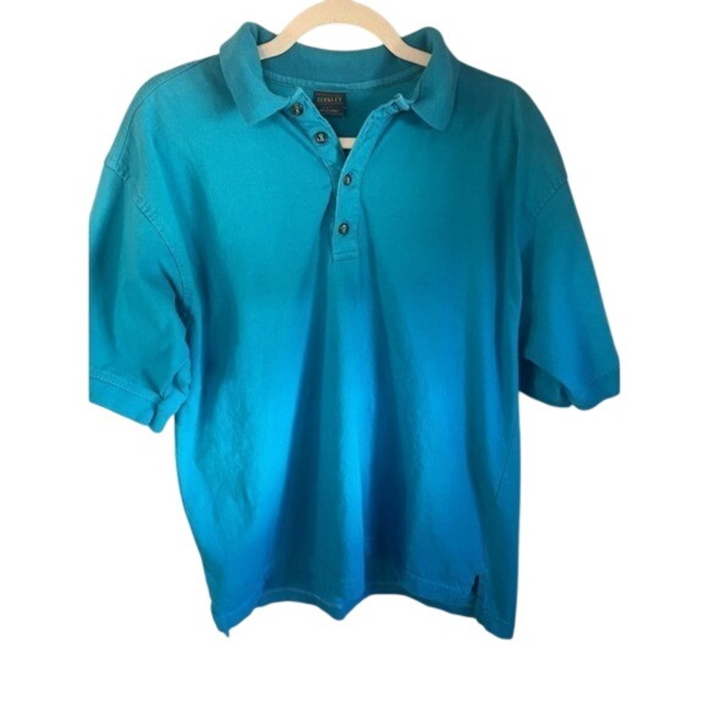 BERKLEY Vintage Men's Turquoise Blue Short Sleeve Polo Shirt Size L Casual